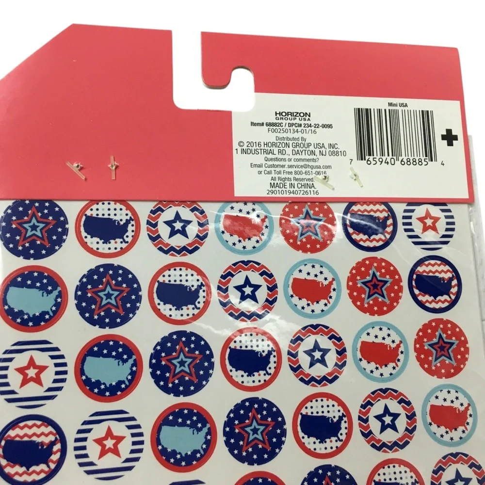 America Patriotic July 4th Stars Stripe Round Circle Stickers 8 Sheets 616 Total